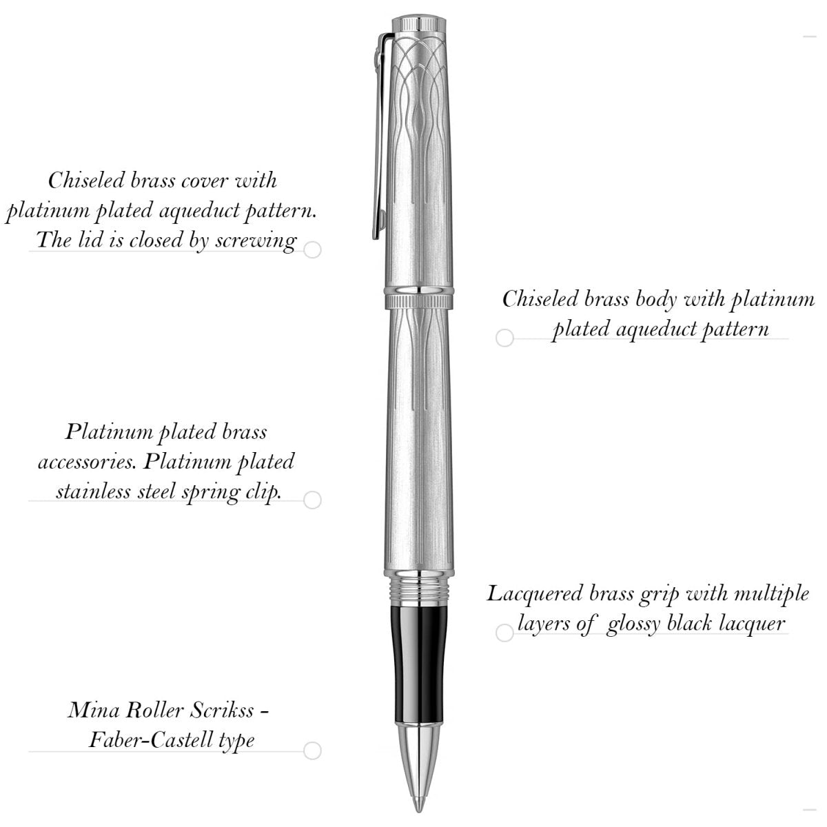 Scrikss Heritage Platinum Rollerball Pen - SCOOBOO - 80875 - Roller ball Pen