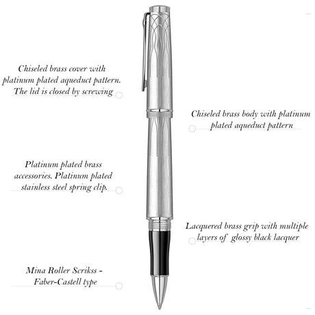 Scrikss Heritage Platinum Rollerball Pen - SCOOBOO - 80875 - Roller ball Pen