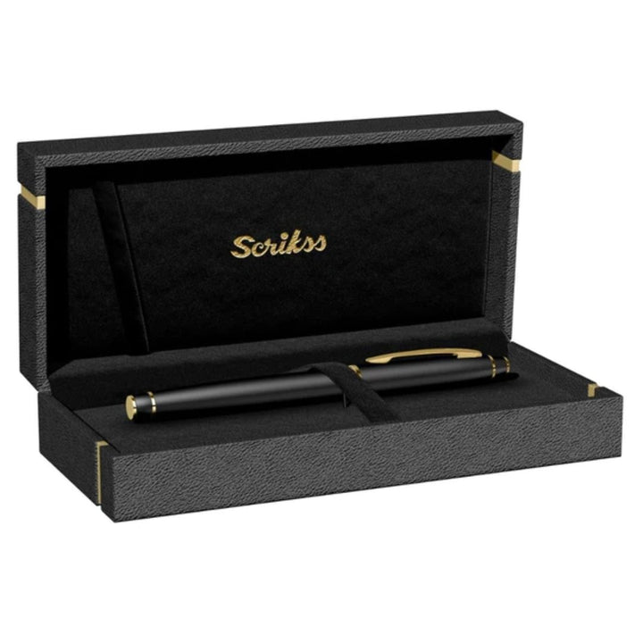 Scrikss Noble 35 Roller Ball Matt Black Gold Pen - SCOOBOO - 85940NIS - Roller Ball Pen
