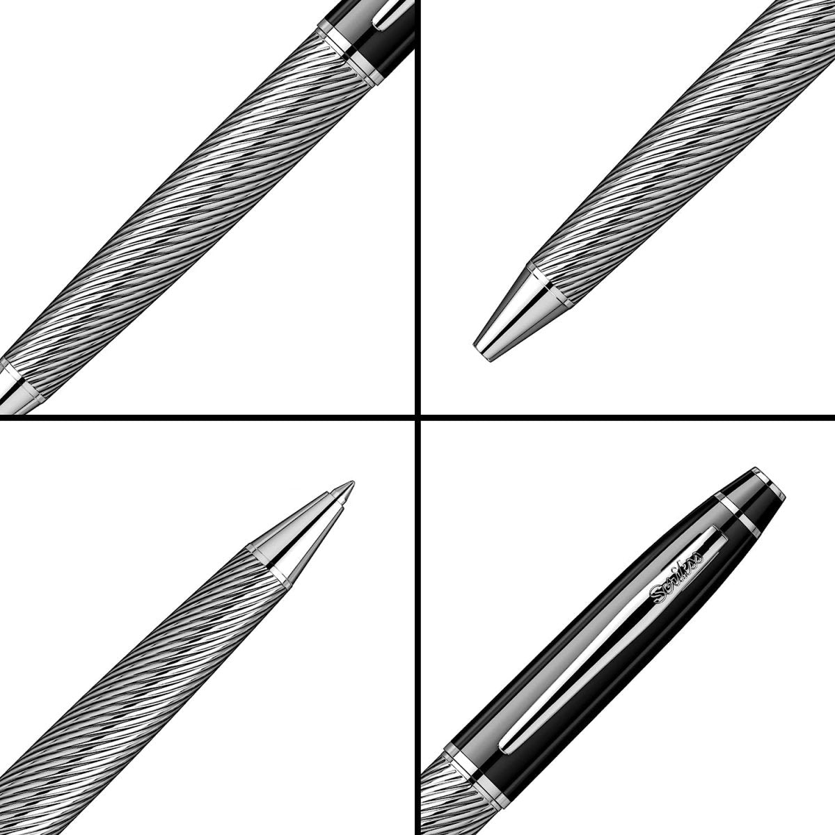 Scrikss Noble 35C Spiral Black Chrome Ball Point Pen - SCOOBOO - 89115 - Ball Pen