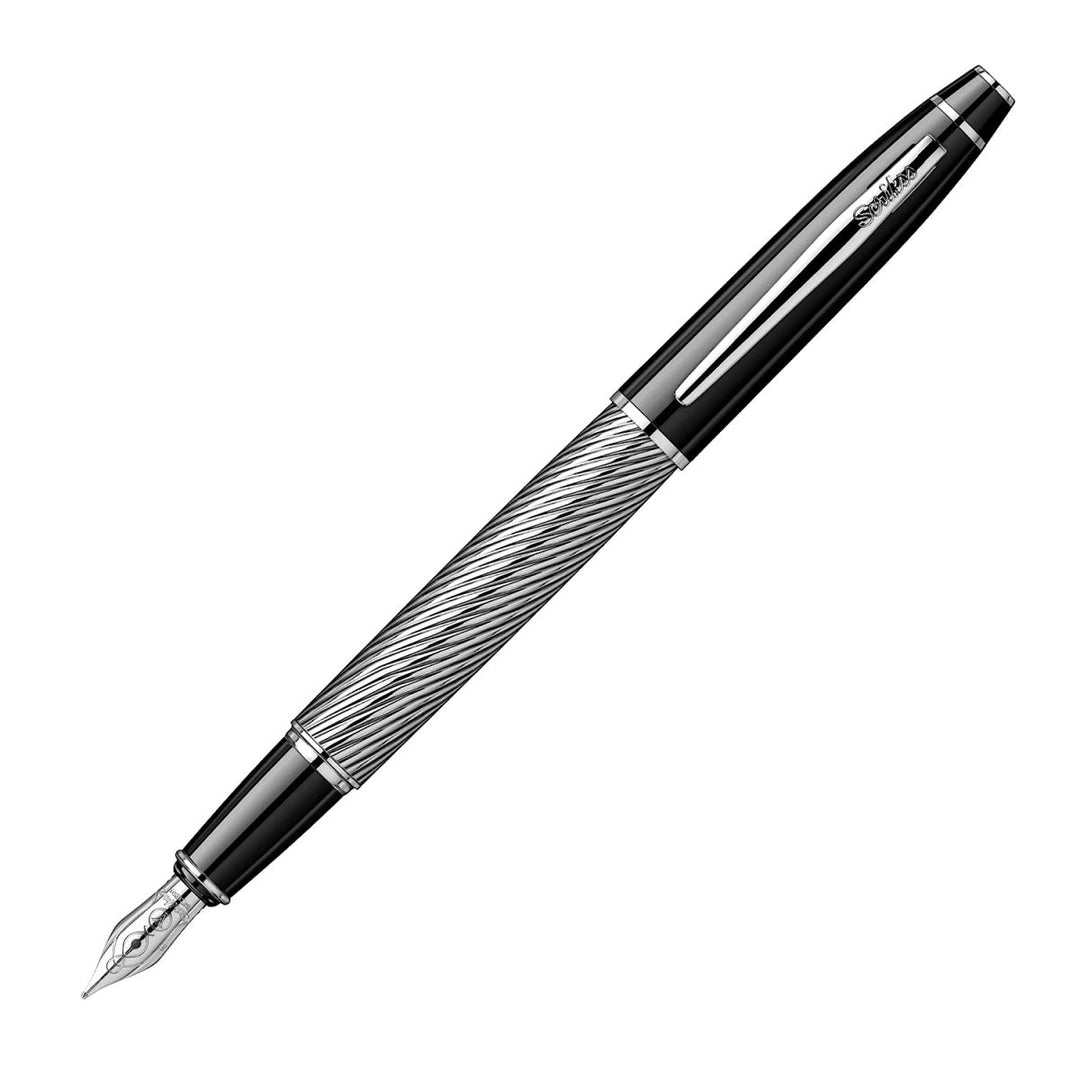 Scrikss Noble 35C Spiral Black Chrome Fountain Ink Pen-Medium Nib - SCOOBOO - 89122 - Fountain pen