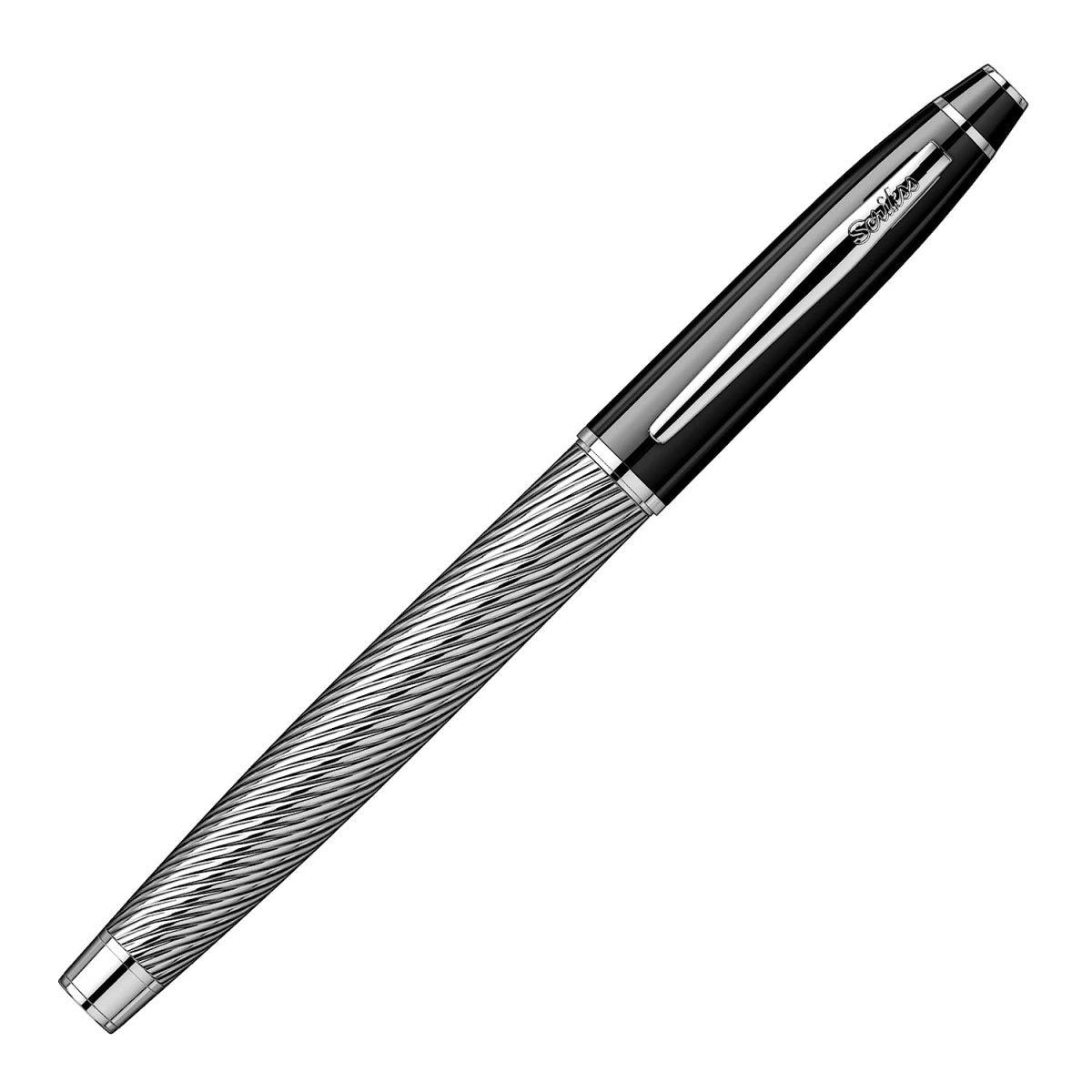 Scrikss Noble 35C Spiral Black Chrome Roller Ball Point Pen - SCOOBOO - 89139 - Roller ball Pen