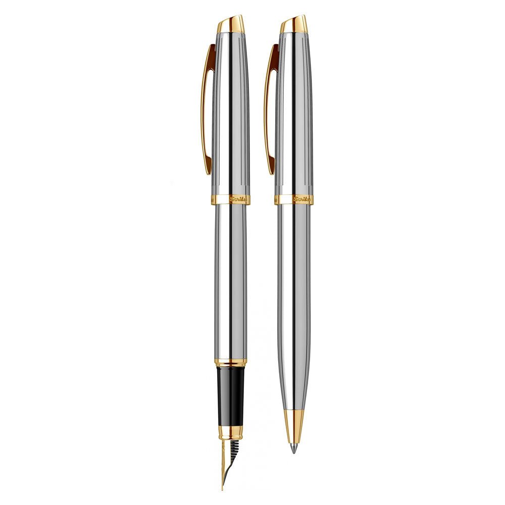 Scrikss Oscar 39 Gold Chrome FP+BP Set - SCOOBOO - 66895 - Fountain Pen