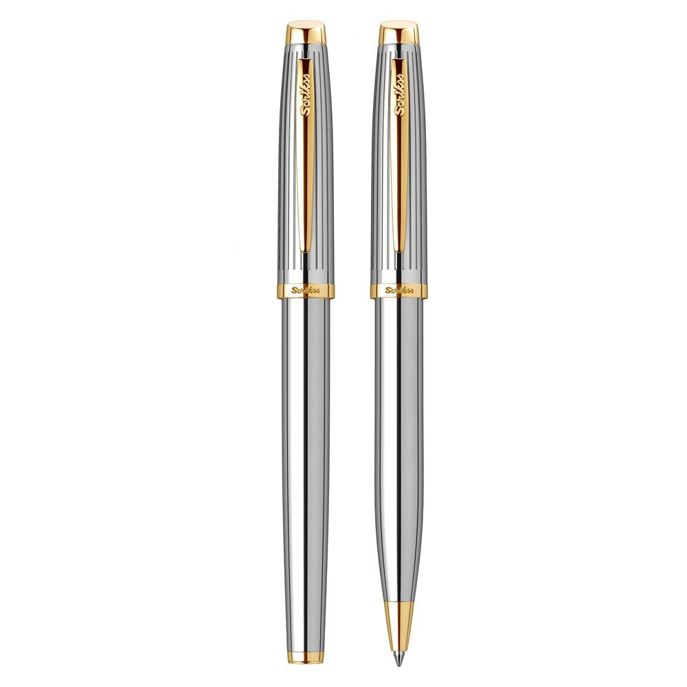 Scrikss Oscar 39 Gold Chrome FP+BP Set - SCOOBOO - 66895 - Fountain Pen