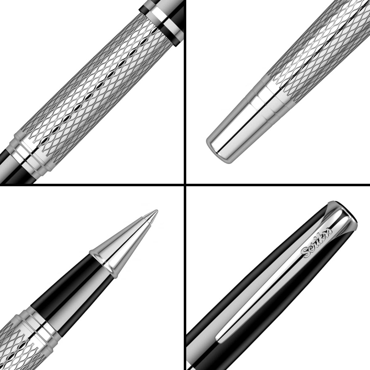 Scrikss Pera 477 Black-Chrome-CT Rollerball Pen - SCOOBOO - 57327 - Roller ball Pen