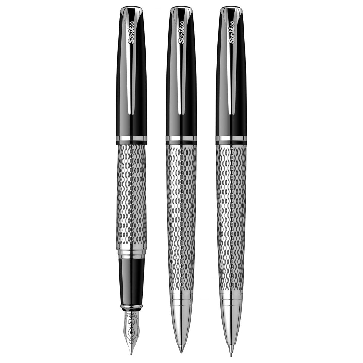 Scrikss Pera 477 Black-CT Fountain Pen+ Ballpoint Pen + Mechanical Pencil Set - SCOOBOO - 57268 - Fountain pen