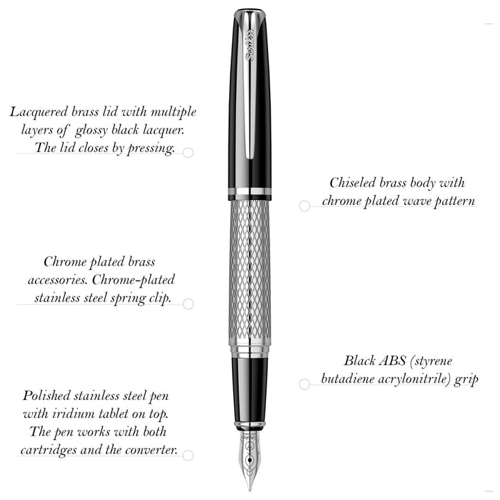 Scrikss Pera 477 Black-CT Fountain Pen+ Ballpoint Pen + Mechanical Pencil Set - SCOOBOO - 57268 - Fountain pen