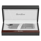Scrikss Venus 722 Chrome CT Fountain+ Ballpoint Pen+ Mechanical Pencil Set - SCOOBOO - 71660 - Fountain pen