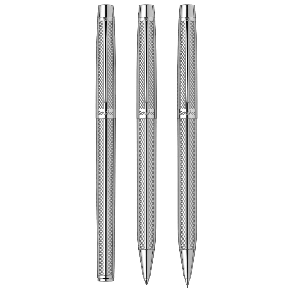 Scrikss Venus 722 Chrome CT Fountain+ Ballpoint Pen+ Mechanical Pencil Set - SCOOBOO - 71660 - Fountain pen