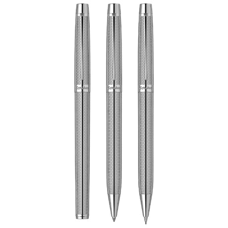 Scrikss Venus 722 Chrome CT Fountain+ Ballpoint Pen+ Mechanical Pencil Set - SCOOBOO - 71660 - Fountain pen