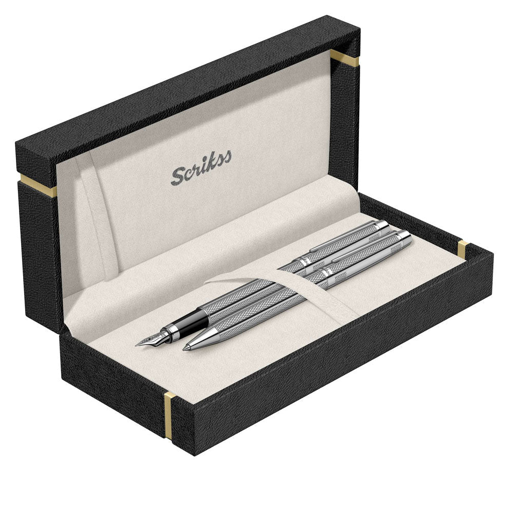 Scrikss Venus 722 Gold Chrome FP+BP Set - SCOOBOO - 71646 - Fountain Pen