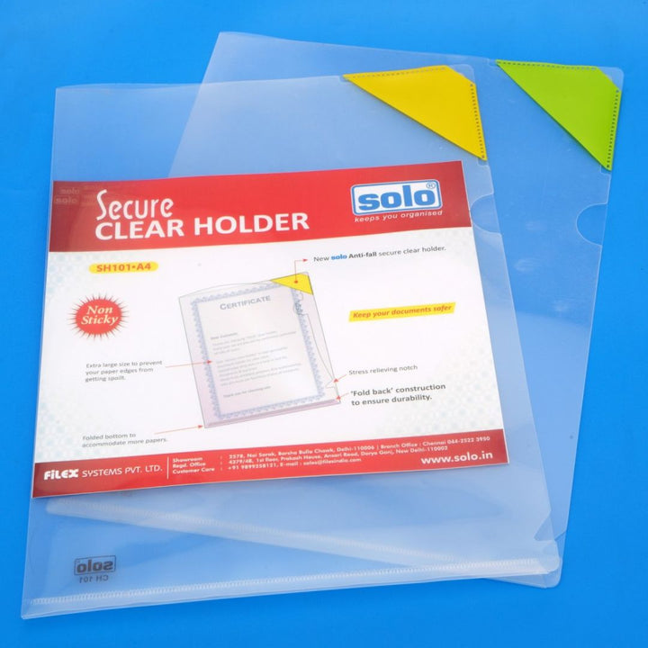 Solo Secure Clear Folder-Pack Of 5 - SCOOBOO - SH101 - Folders & Fillings