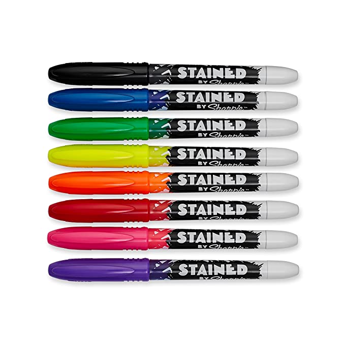 Sharpie 1779005 Stained Fabric Markers, Brush Tip, Assorted Colors, 8-Count - SCOOBOO - White-Board & Permanent Markers