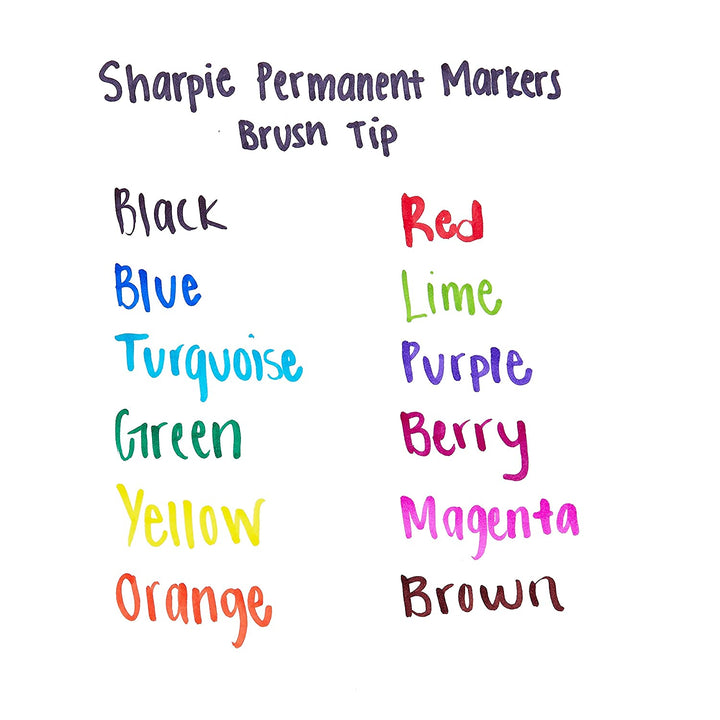 Sharpie Brush Tip Permanent Marker, Assorted Colors - SCOOBOO - 1810704 - White-Board & Permanent Markers
