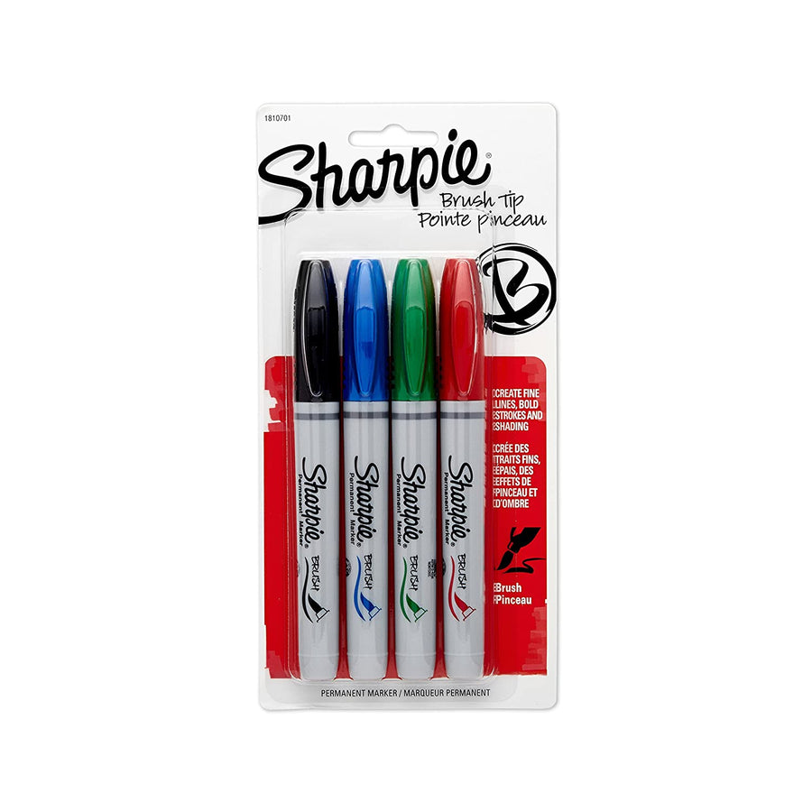 Sharpie Brush Tip Permanent Marker, Assorted Colors - SCOOBOO - White-Board & Permanent Markers