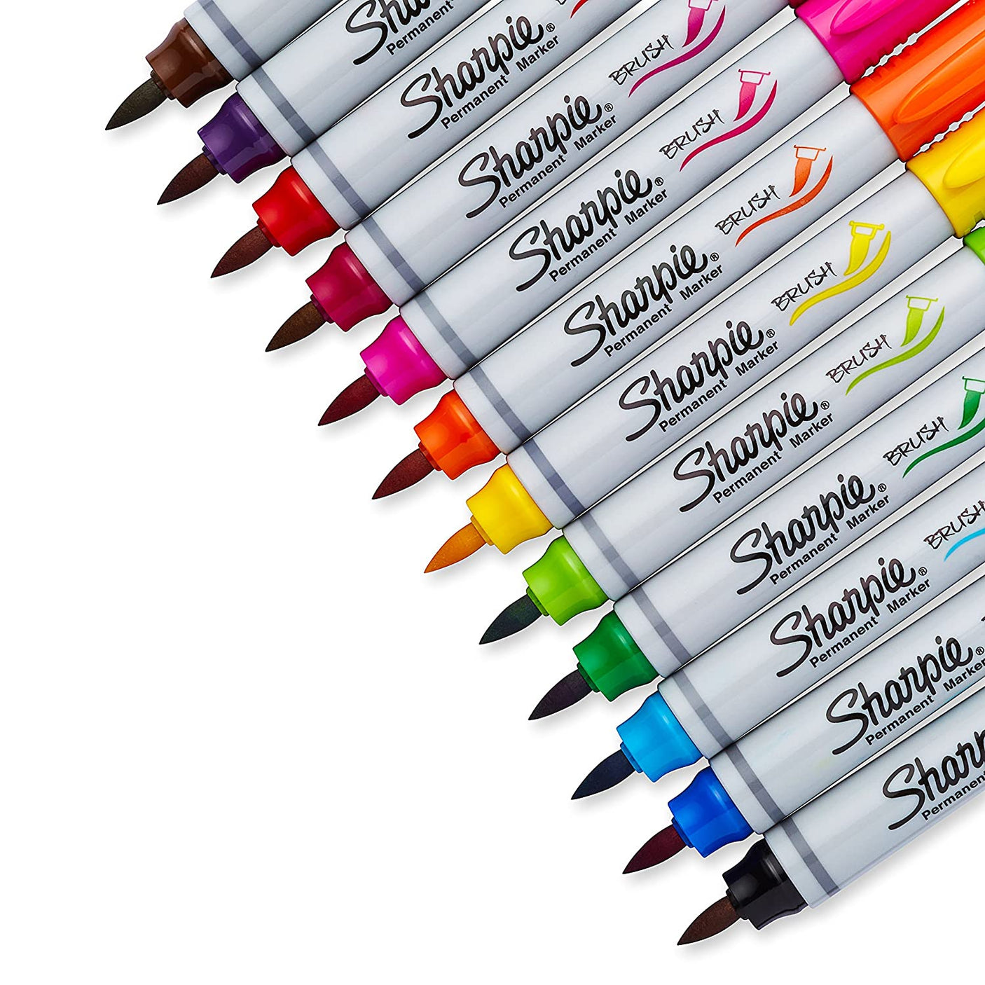 Sharpie Brush Tip Permanent Marker, Assorted Colors - SCOOBOO - 1810704 - White-Board & Permanent Markers