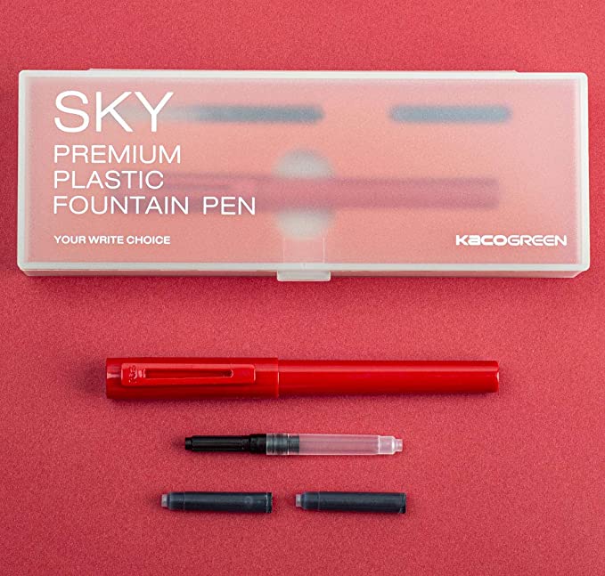 Sky Plastic Fountain Pen - SCOOBOO - Kaco-Sky-Red - Fountain Pen
