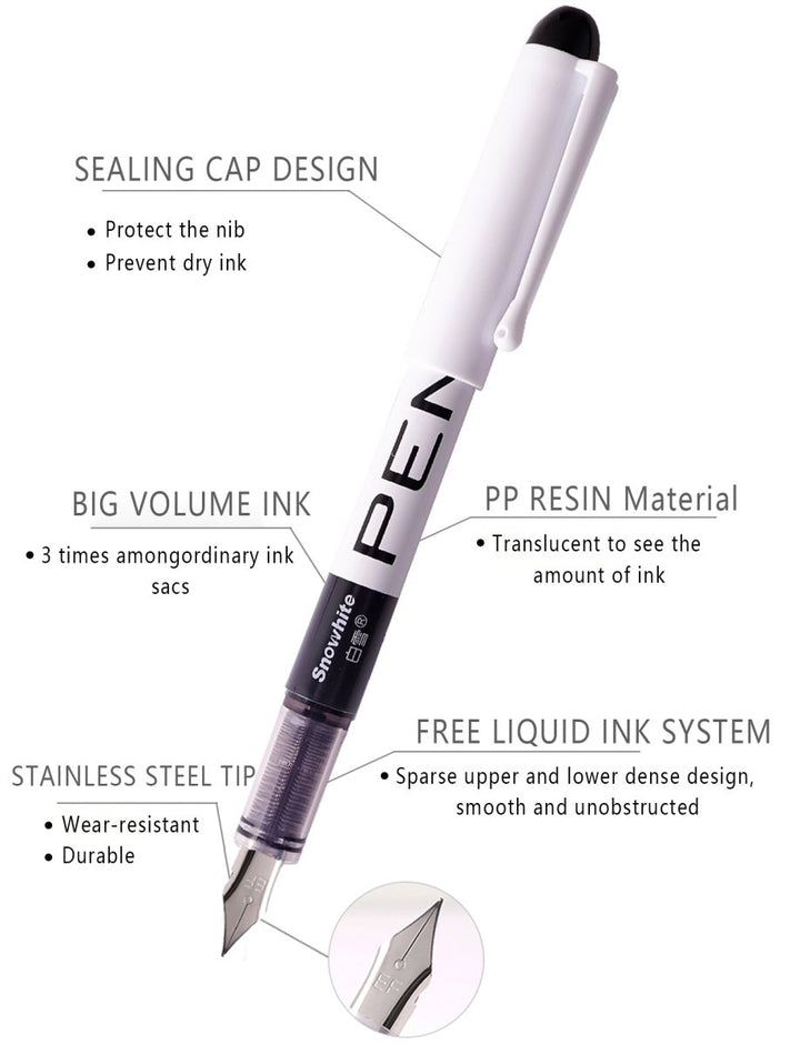 Snowhite Fountain Pen - SCOOBOO - FP10-BK - Fountain Pen