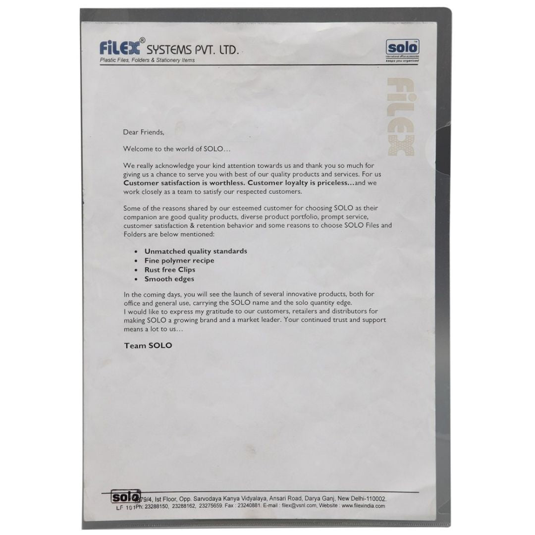 Solo A4 Clear Folder-Pack Of 20 – SCOOBOO