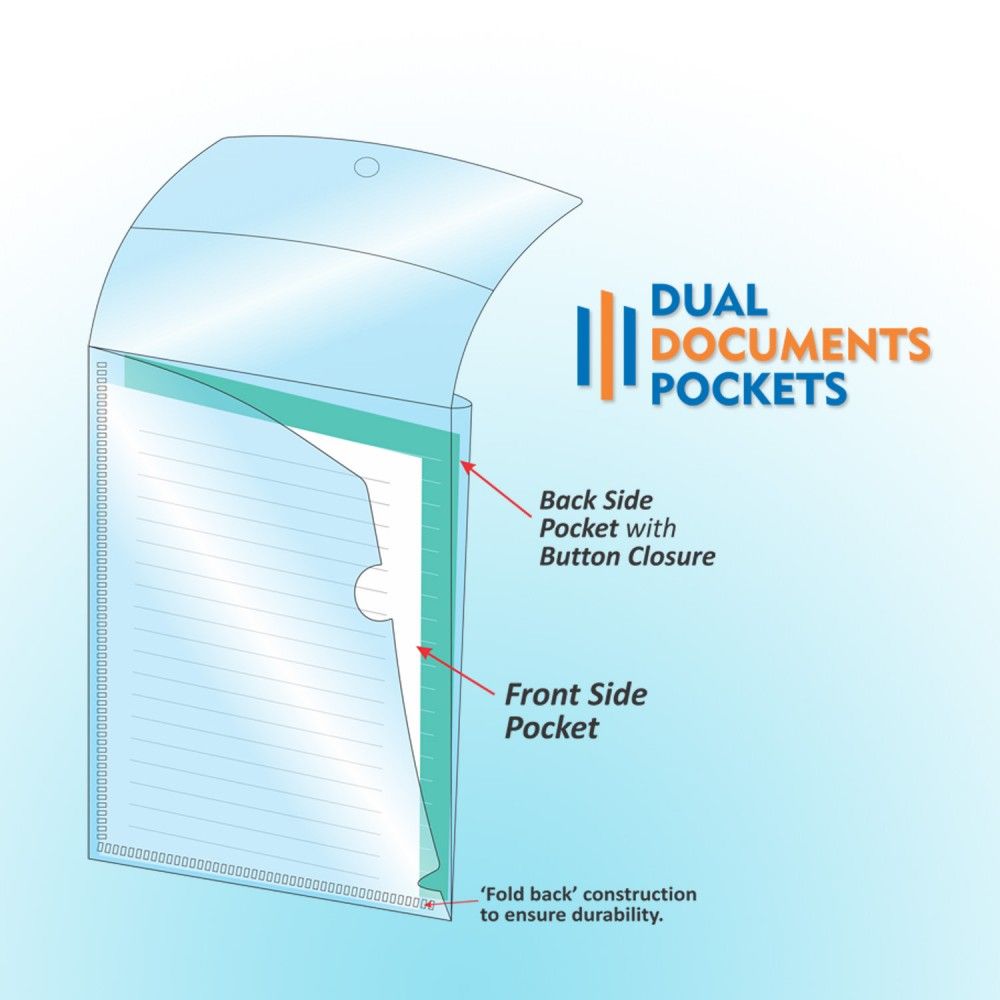 Solo Dual Documents Pockets - A4 (Pack Of 4) - SCOOBOO - CH402 - Folders & Fillings