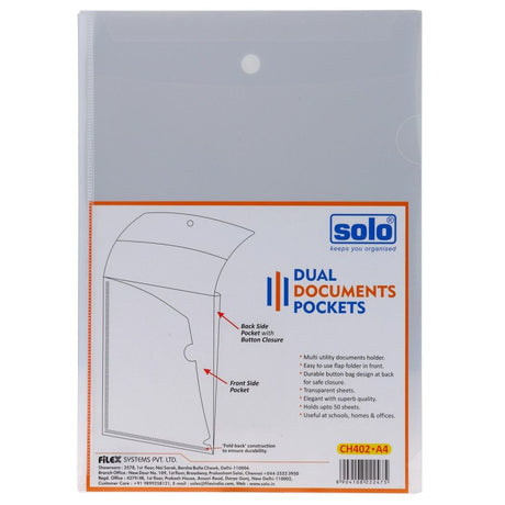 Solo Dual Documents Pockets - A4 (Pack Of 4) - SCOOBOO - CH402 - Folders & Fillings