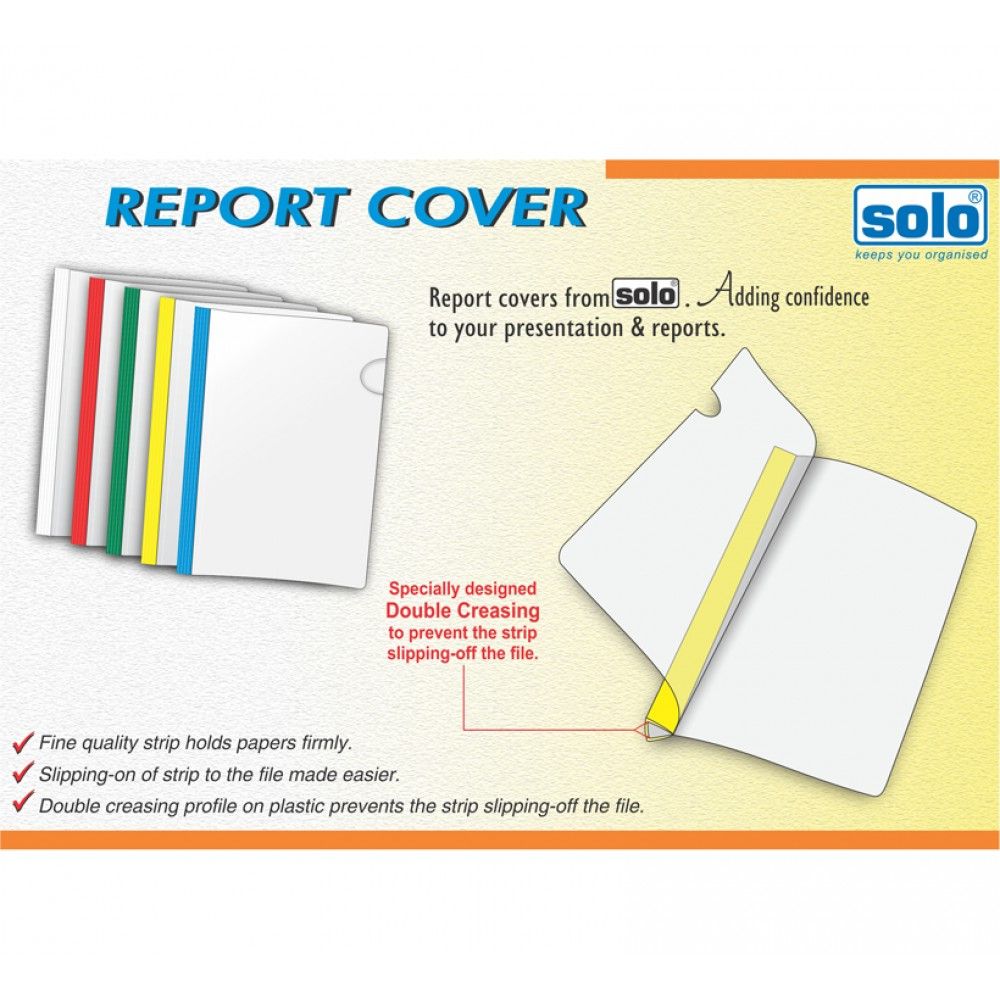 Solo Report Cover-Stripe File (Pack Of 10) - SCOOBOO - RC001 - Folders & Fillings