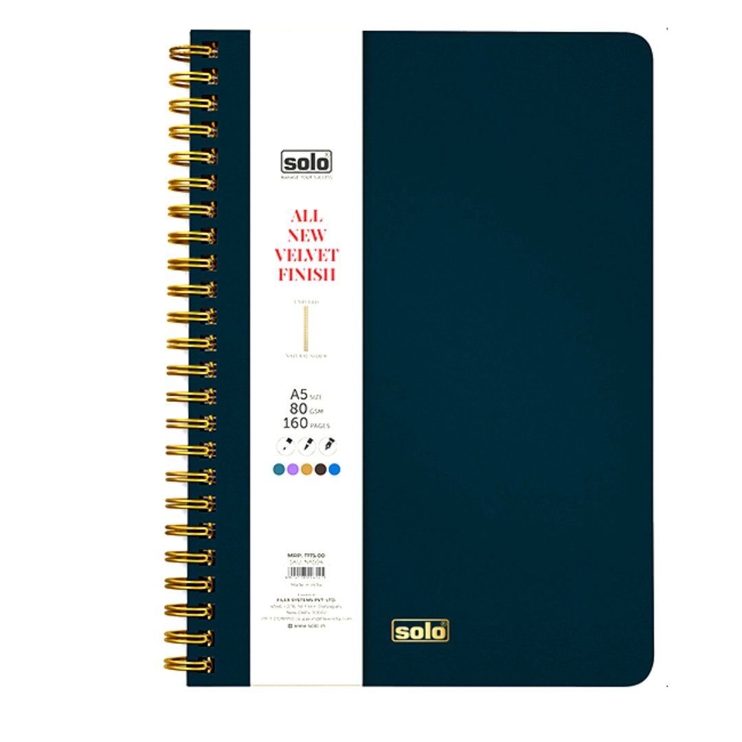 Solo Velvet Finish Notebook (Unruled)-A5 - SCOOBOO - NA504L - Plain