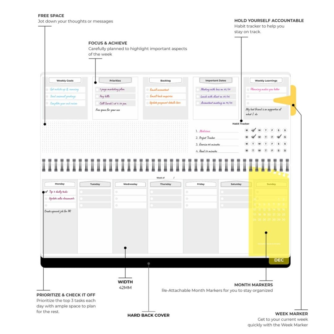 Solo Weekly Success Planner - SCOOBOO - WSP01 - Planner