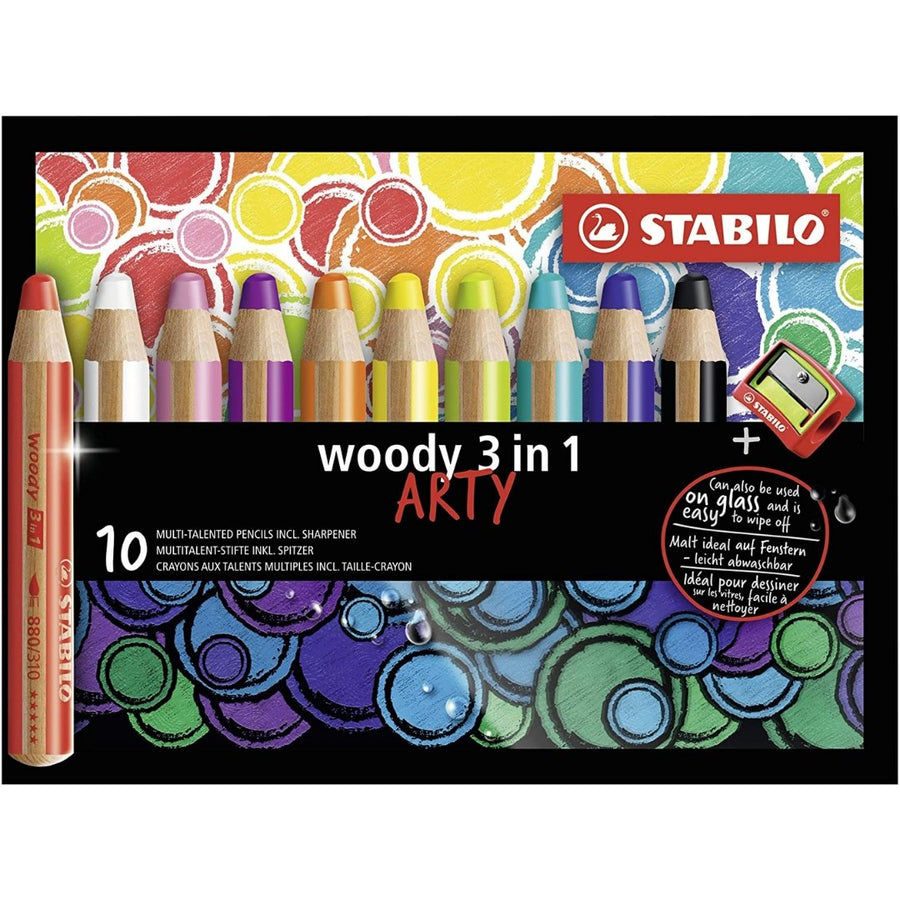 Stabilo Woody 3 in 1 Wallet 10 Assorted Color - SCOOBOO - 880/10-1-20 - Coloured Pencils