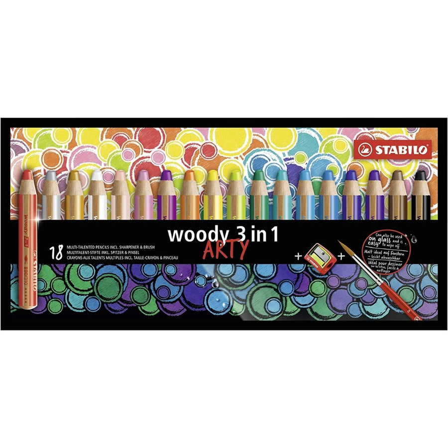 Stabilo Woody 3 in 1 Wallet 18 Assorted Color - SCOOBOO - 880/18-1-20 - Coloured Pencils