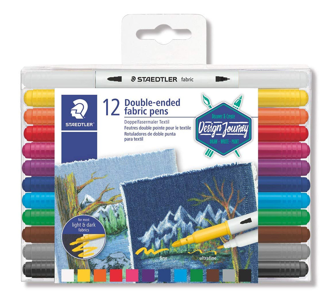 Staedtler Double ended Fabric Pens set - SCOOBOO - 3190 TB12 - Sketch & Drawing