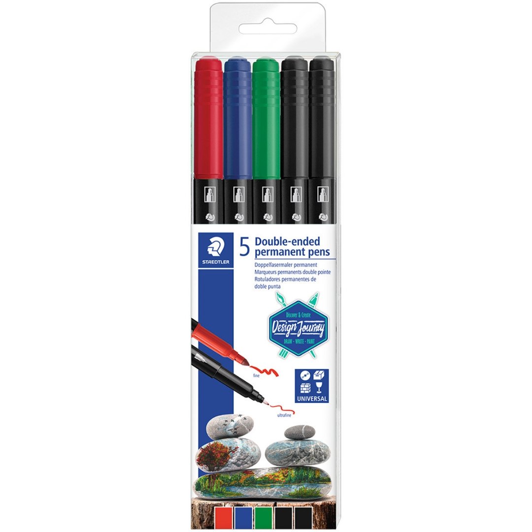 Staedtler Double Ended Permanent Pens - Assorted Colours - SCOOBOO - 3187 TB5 - Fineliner