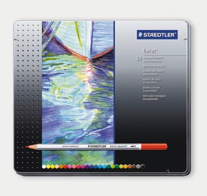 Staedtler Karat Aquarell Colour Pencils Metal Box Set - SCOOBOO - 125 M24 - Watercolour Pencils