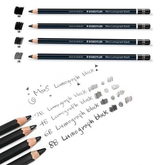 Staedtler Mars Lumograph Drawing Pencils - SCOOBOO - 100 B SBK6 - Sketch pencils