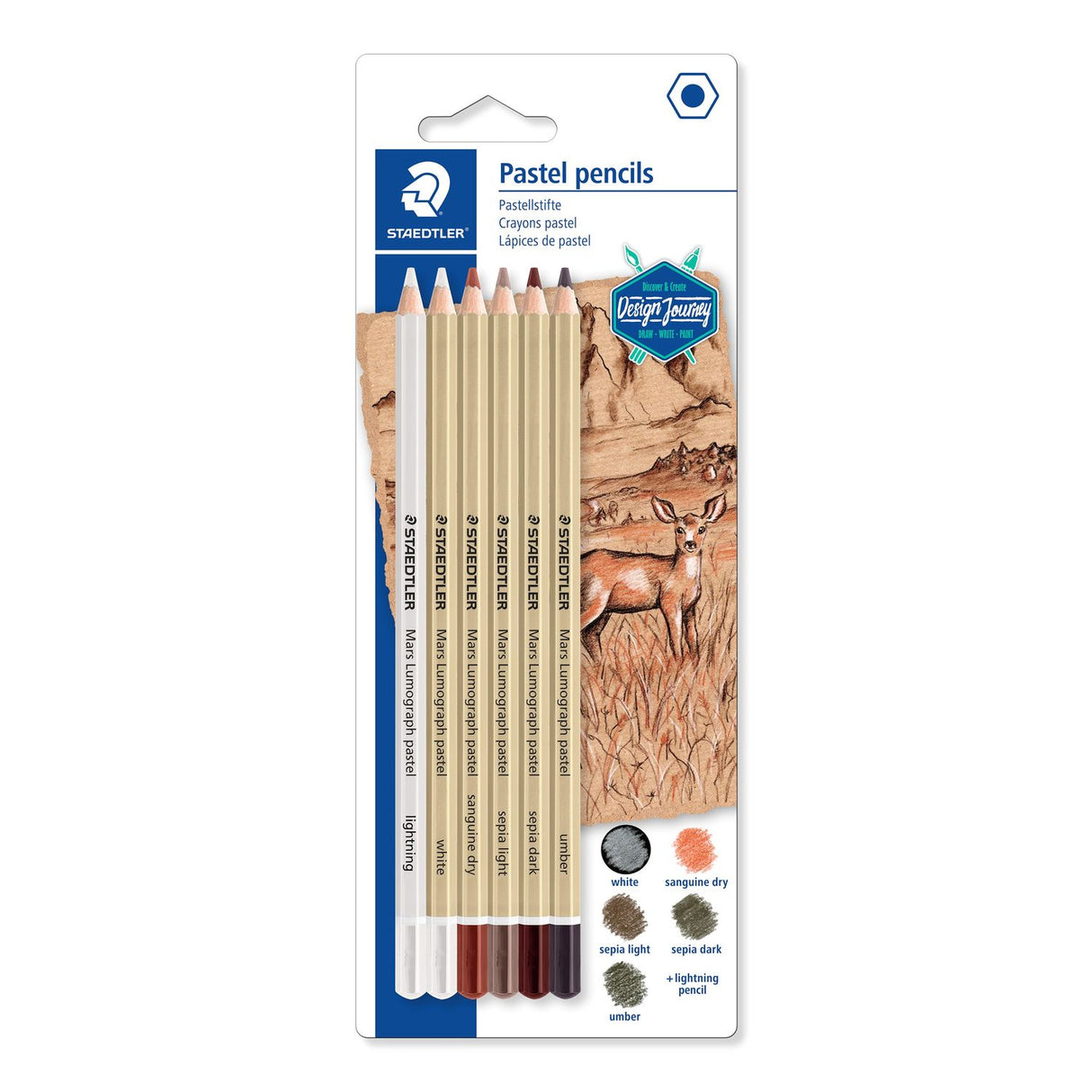 Staedtler Mars Lumograph Pastel Pencils 100P (Set Of 6) - SCOOBOO - 100P-SBK6 - Coloured Pencils