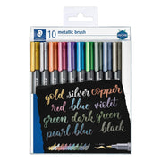 Staedtler Metallic Brush Pen - 10 Assorted Colors - SCOOBOO - 8321 TB10 - Brush Pens