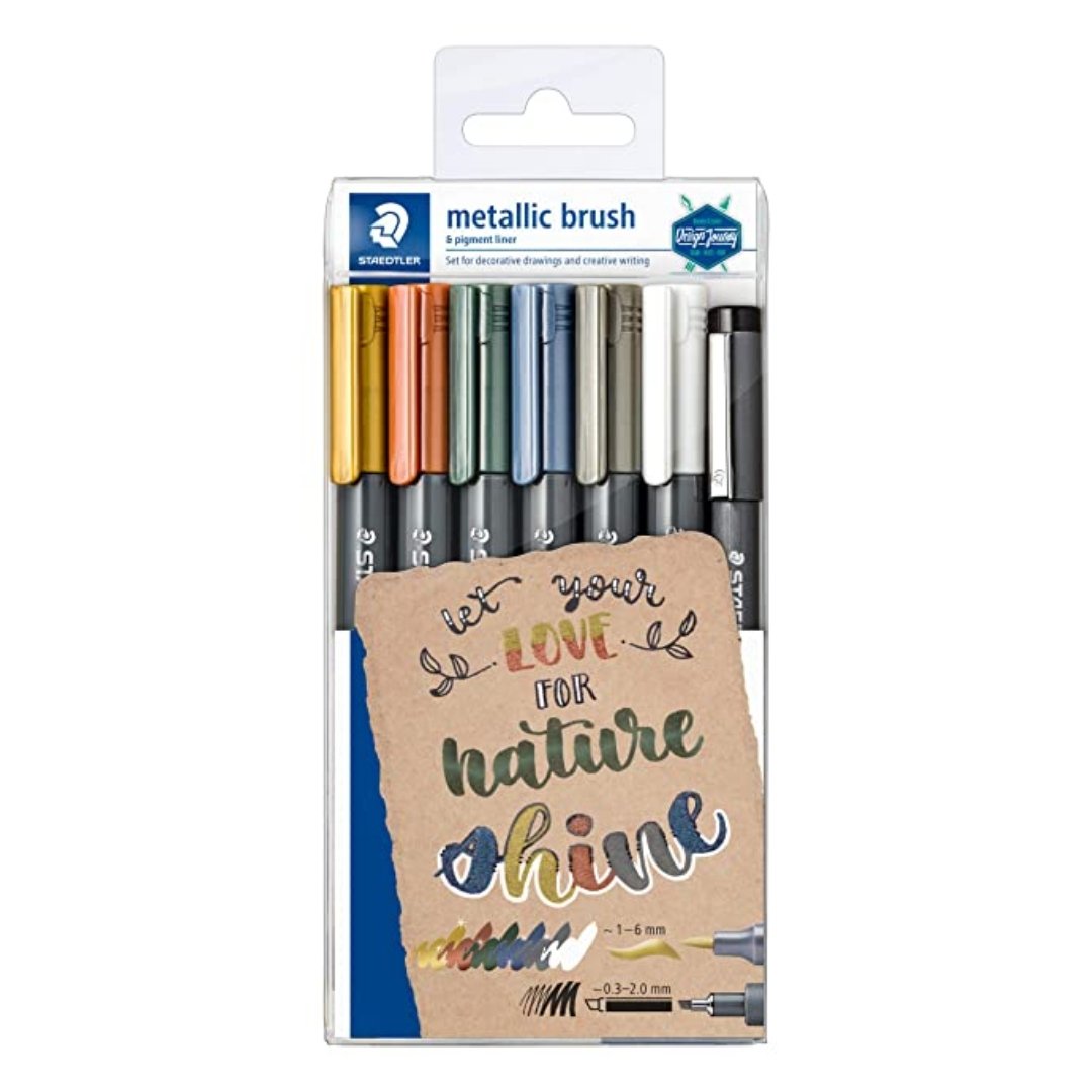 Staedtler Metallic Brush Pen Set - SCOOBOO - 8321 TB7 - Brush Pens