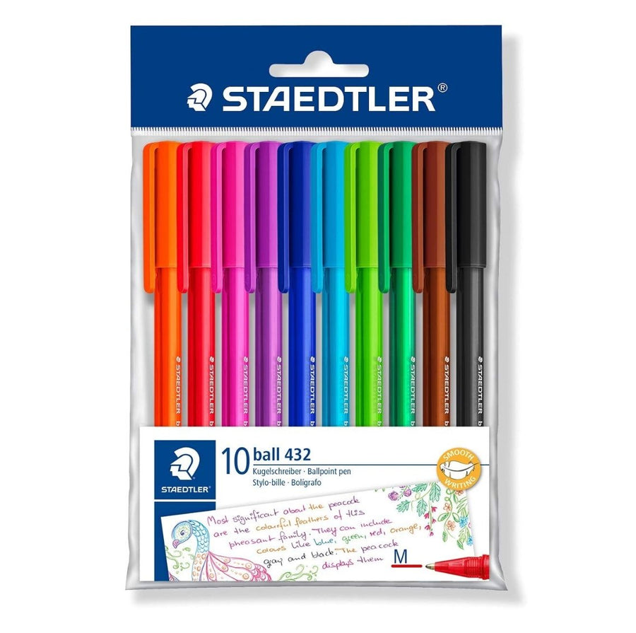 Staedtler Fine 0.3mm 430 Stick Ballpoint Pens Writing Pen Smooth - Black  Ink - Pack Of 3