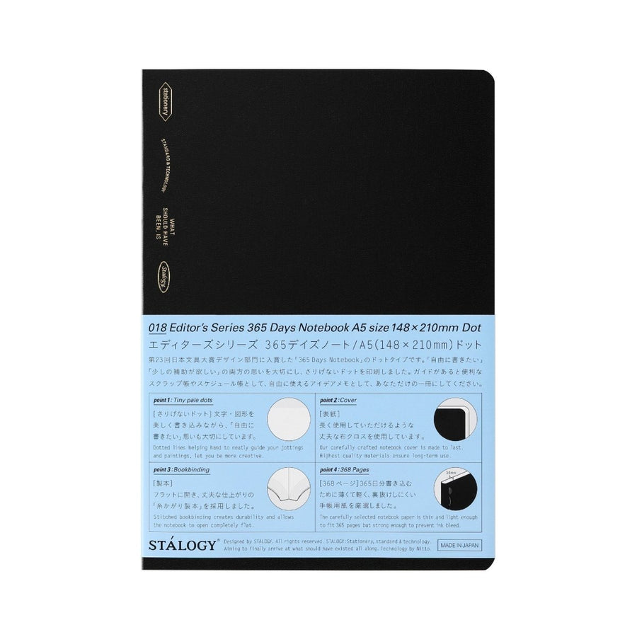 Stalogy Black A5 Dot Grid Notebook - SCOOBOO - A-NB-IN-STA-010 - Ruled