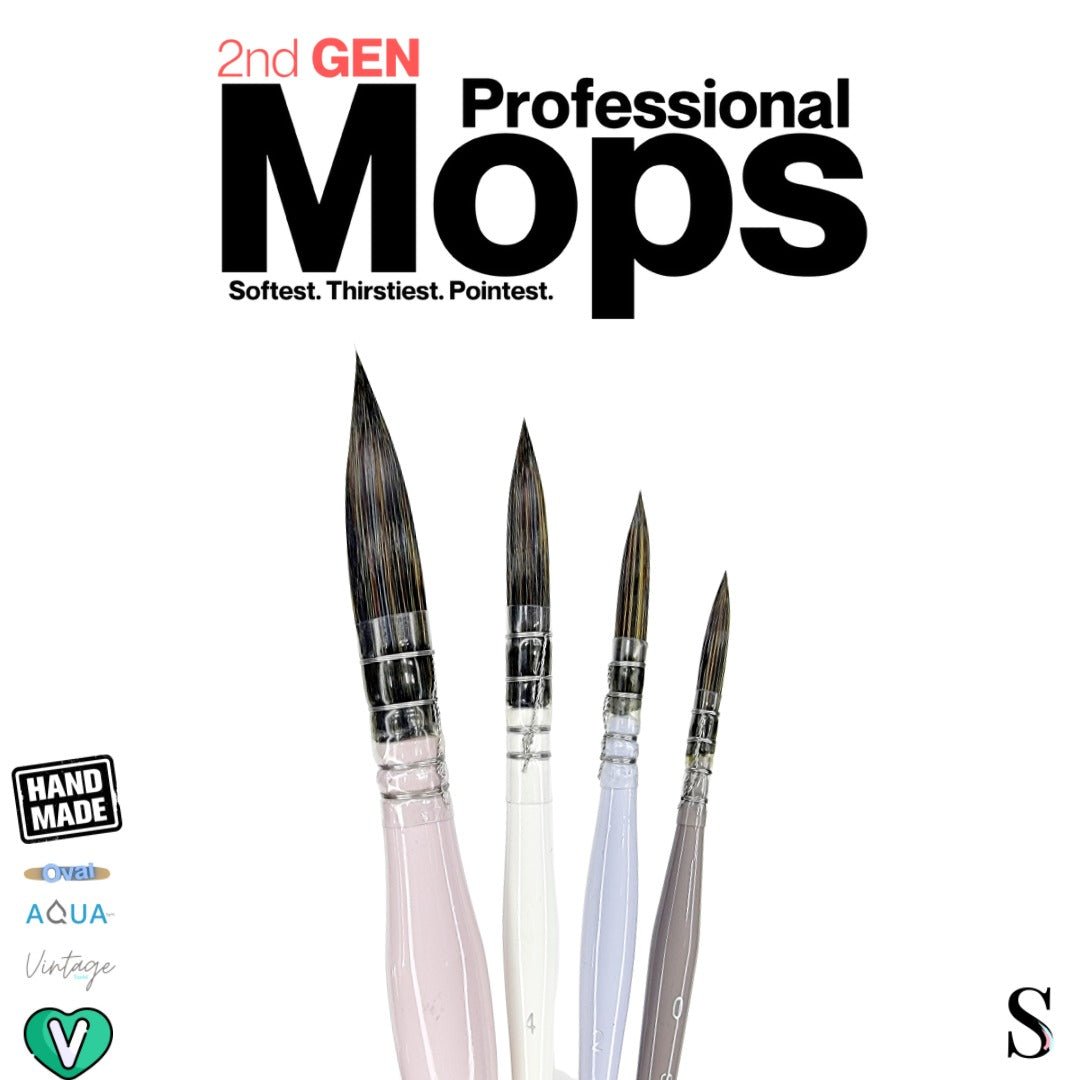 Stationerie 2nd Gen MOP Brush Set of 4 Vintage - SCOOBOO - Paint Brushes & Palette Knives