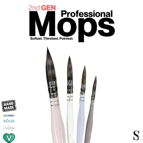 Stationerie 2nd Gen MOP Brush Set of 4 Vintage - SCOOBOO - Paint Brushes & Palette Knives