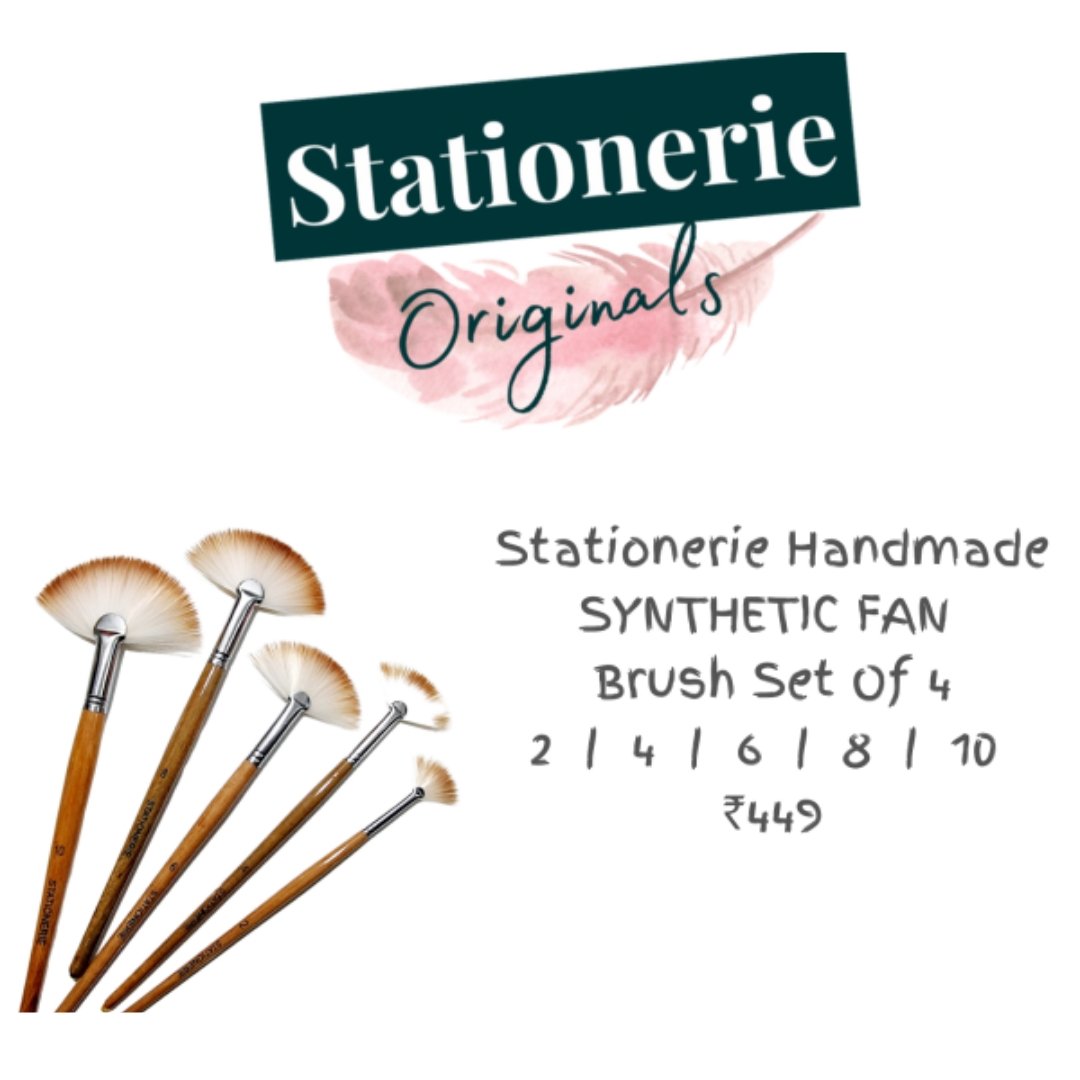Stationerie Fan Brush Set Of 5 - SCOOBOO - Paint Brushes & Palette Knives