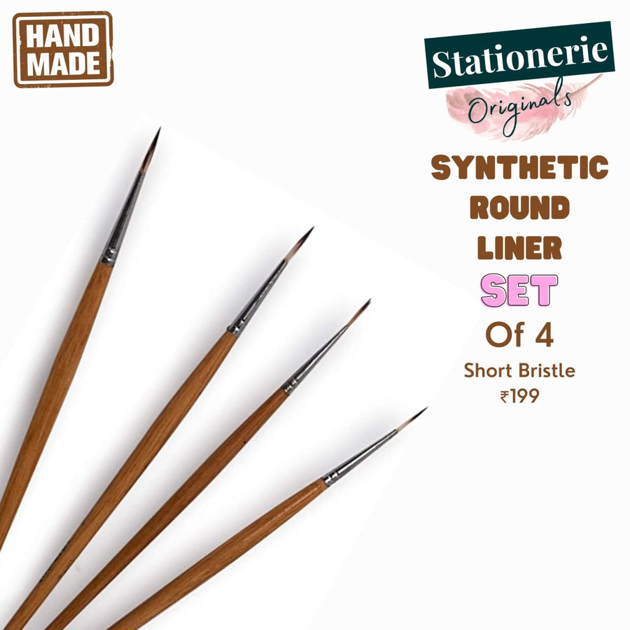 Stationerie Handcrafted Signature Synthetic Round Liner Set Of 4 - SCOOBOO - Paint Brushes & Palette Knives