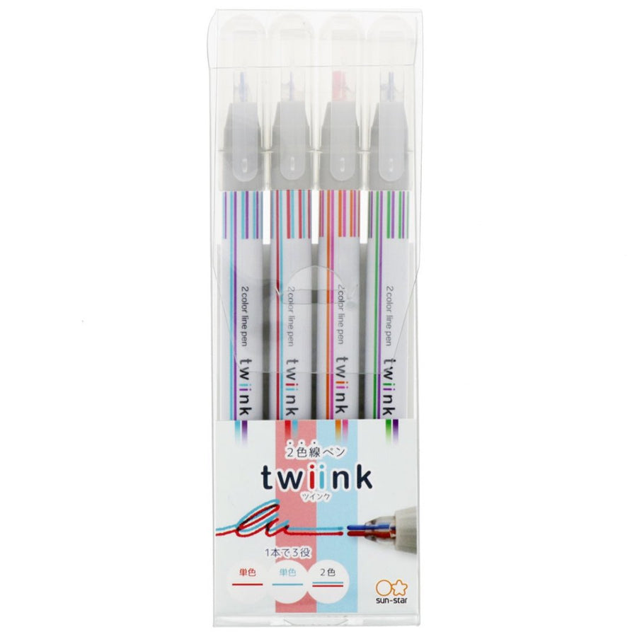 Sun Star Double Color Pens-Set Of 4 - SCOOBOO - S4540735 - Fineliner