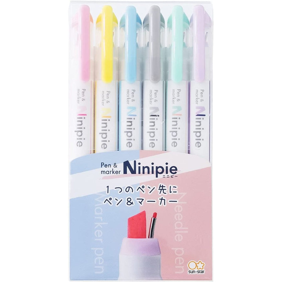 Sun Star Pen & Marker Ninipie- Pack of 6 - SCOOBOO - S4591739 - Highlighter