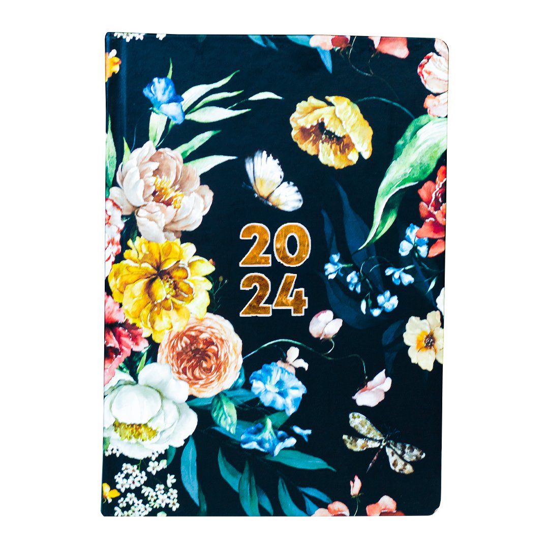 The Art Loom 2024 Annual Planner | Black Floral Bloom - SCOOBOO - The ...