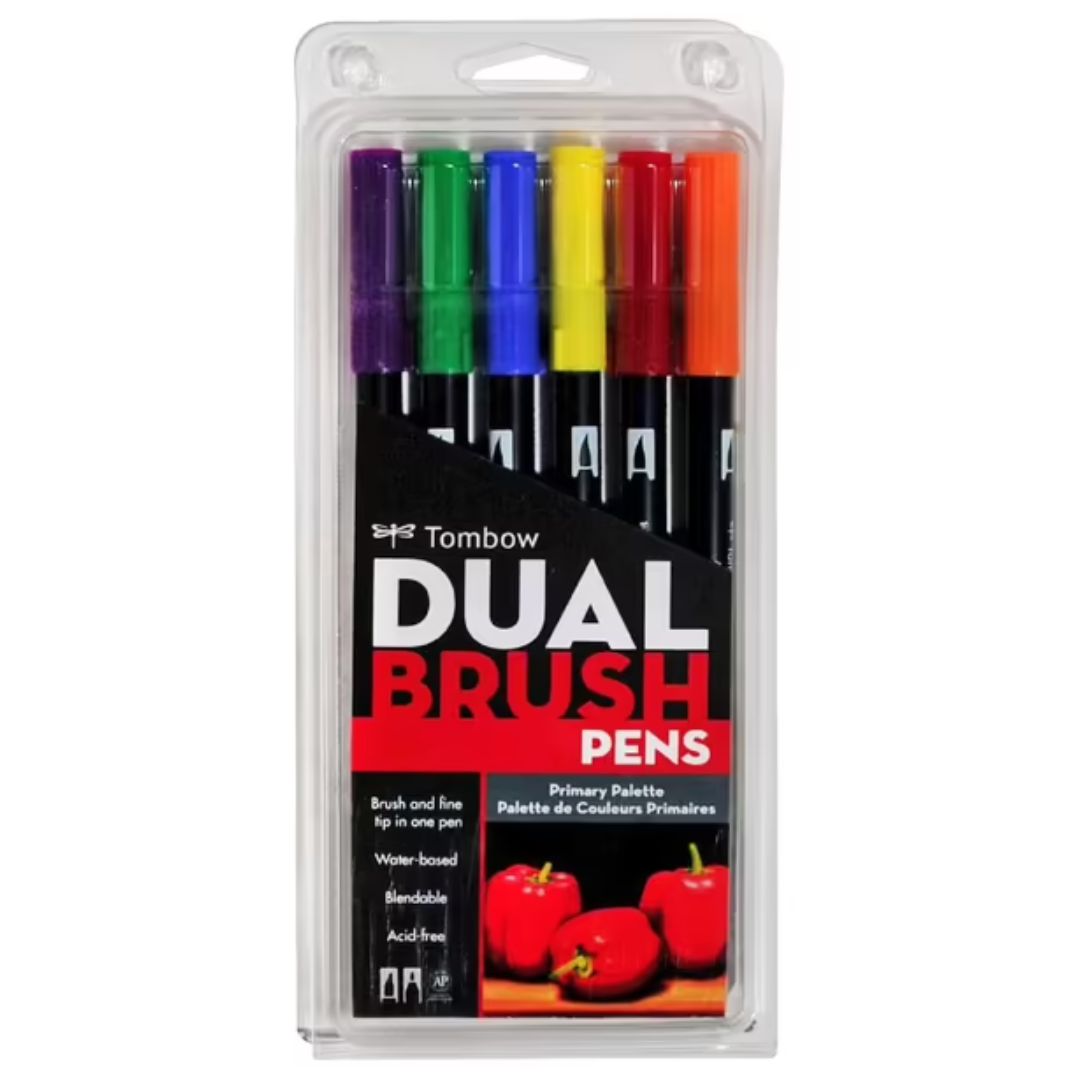 Tombo Dual Brush Pens-Set Of 6 - SCOOBOO - AB-T6CPR - Brush Pens