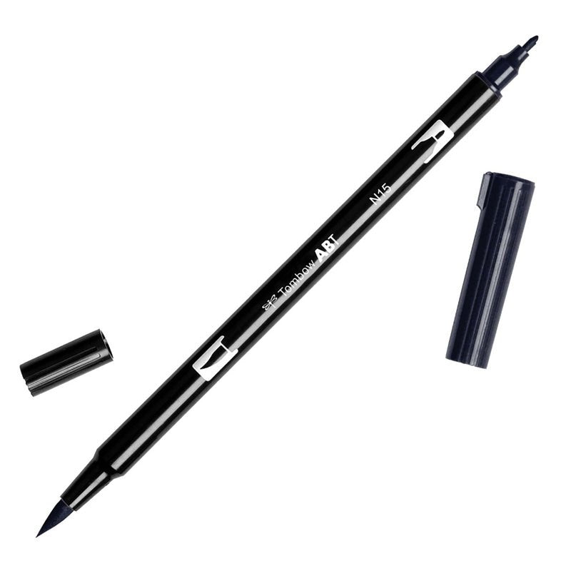 Tombow ABT-N15-6P Fibre Tip Pen Dual Brush Pen with Two Nibs - Black - SCOOBOO - AB-TN15 - Brush Pens