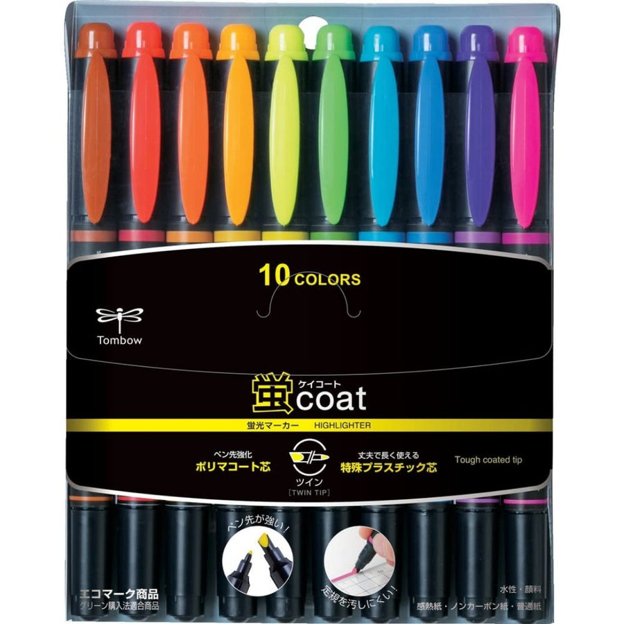 Tombow Kay Coat Double Side Fluorescent Highlighter Pen - 10 Color Set - SCOOBOO - WA-TC 10C - Highlighter