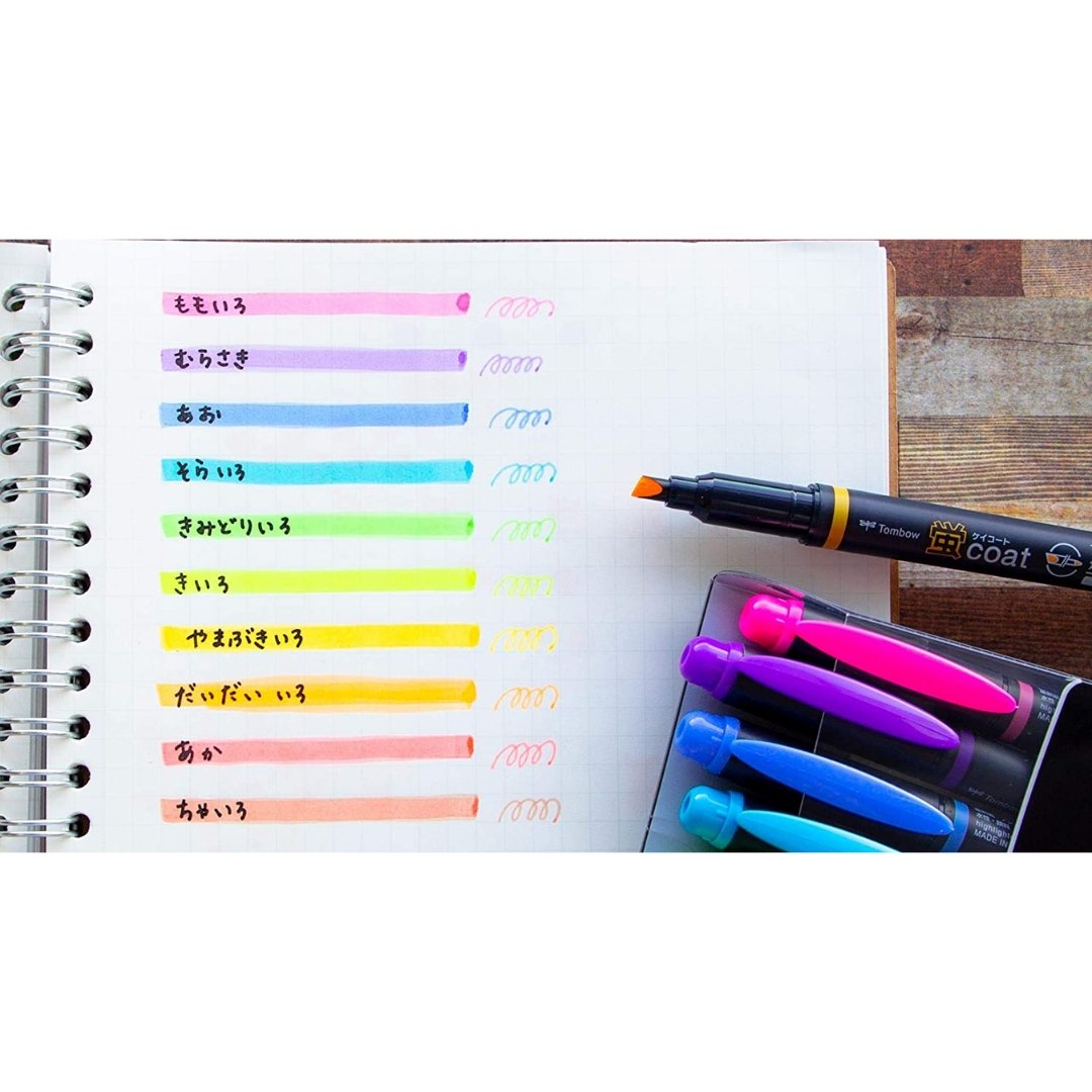 Tombow Kay Coat Double Side Fluorescent Highlighter Pen - 10 Color Set - SCOOBOO - WA-TC 10C - Highlighter